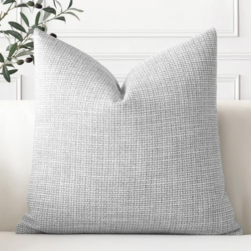 Artscope 1er Set Kissenbezug Einfarbig Wurfkissenbezug Leinen Kissenbezüge 50x50cm Moderne Dekokissen Kissenhülle Set Kissen Fall für Sofa Schlafzimmer Zuhause Dekor, Hellgrau