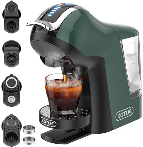 19 Bar Espresso 5in1 Automatic Coffee Machine for Nespresso Original/Dolce Gusto/L’OR/MIO/Ground Capsule and ESE Coffee Pods(GREEN)