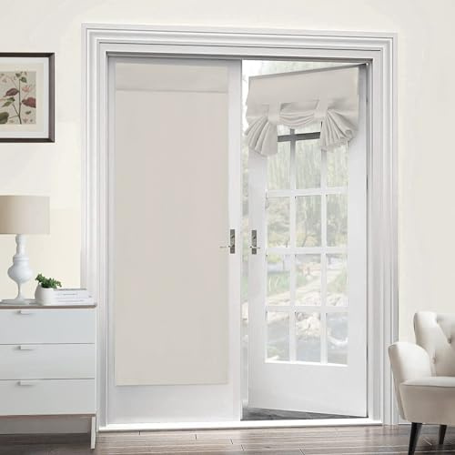 WWQQKJ Set di 2 pannelli di tende per portafinestra, fissaggio con velcro senza fori, oscuranti, termicamente isolate e antipolvere, per porta scorrevole/interna, 66 x 172,7 cm(Bianco)