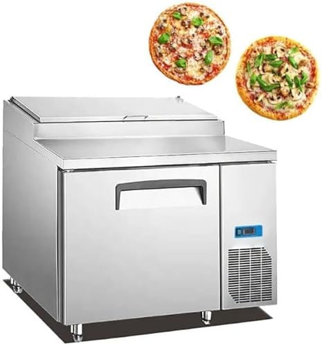 Kolice Commercial Refrigerated Pizza Sandwich Prep Table Refrigeration Food Prep Station- Single door,Food grade stainless steel, 12 pcs GN 1/6 Pans, 310L Cabinet