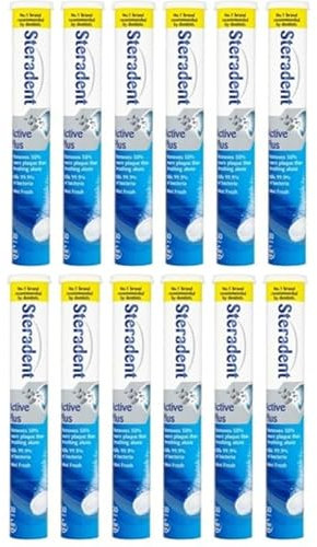 Active Plus Denture Cleaning Tablets - Daily Denture Cleaning (Pack of 12 Total 360 Tablets)