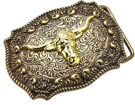 CHENNAN Herren Gürtelschnalle 40mm Gothic Totenkopf Gürtelschnalle Kuhkopf Gürtelschnalle Vintage falke gürtelschnalle Zinklegierung Gürtelschnallen Passend für 3,8 bis 4 cm Breite Gürtel