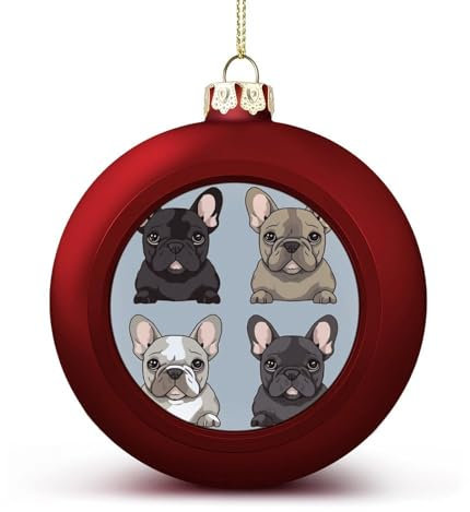 Interessante Weihnachtskugel-Dekorationen, wunderschön französische Bulldogge, bedruckte Dekorationen, Feiertagsparty, Heimdekorationen, Weihnachtskugel-Dekorationen, hängende Anhänger