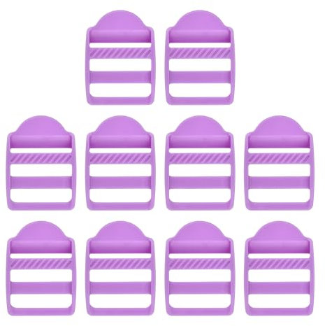 SUIKIHUM 10 Pack Plastic Ladder Slider, 1 Inch(25mm) Backpack Buckle Tri-Glides Clip, Adjustable Lock Buckle for Belt Strap, Purple