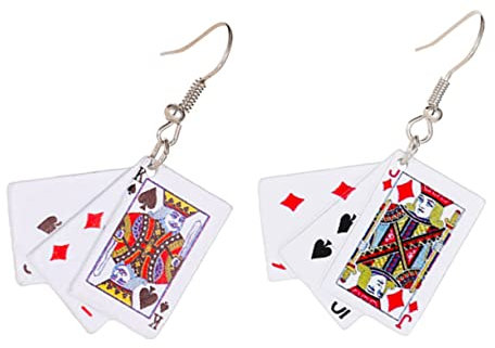 VALICLUD 1 Kreative Spielkarten Ohrringe Modische Hängende Ohrringe Für Damen Lustige Und Ausgefallene Ohrringe Ideales Accessoire Für Besondere Anlässe Und