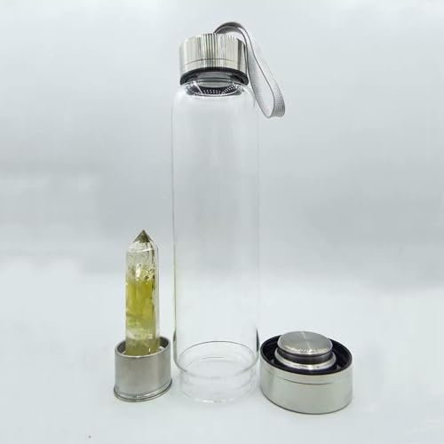 Natural Clear Citrine Quartz Elixir Water Bottle Crystal Point Wand