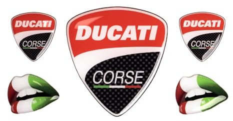 Kompatible 3D Ducati Aufkleber Set – Epoxy Silikon, Wasser & UV beständig, für Autos, Motorräder & Laptops, Outdoor geeignet
