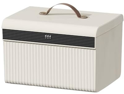 ACESOME Lockable Storage Box, 2-layer Combination Lock Box, ABS Medicine Lock Box, Small Safe Phone Lock Box with Code for Medicine, Food, Phone, Office Documents Safety (33 x 25 x 23cm)