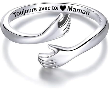 Bague Femme Toujours avec toi maman en Argent Sterling 925 - Cadeau d'Anniversaire Noël pour Filles Femmes Jeunes Filles - Coffret avec DÉDICACE incluse (Maman)