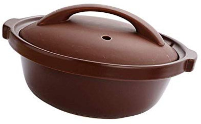 Cocotte avec Couvercle - Marmite Basse pour Soupe mijoteuse en céramique - Poêle résistante aux Hautes températures marron-3L (Marron 3L)