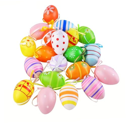 IMIKEYA 32pièces Lot de Œufs De Pâques Décoratifs à Suspendre Pendentifs pour Arbre Styles Variés pour Décoration De Fête