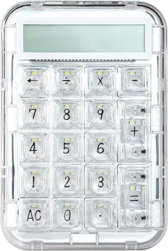 CoolKiller CK21 2 in 1 Numeric Keyboard Mechanical Numpad Calculator, 18 Keys Transparent Number Pads Portable Financial Accounting for Laptop, PC, Desktop, Notebook (Ice Switches)