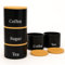 Trendi Set of 3 Tea, Coffee & Sugar Stackable Airtight Canisters- Black Storage Jars with Bamboo Lids – Easy to Open, Labelled Containers for Organized Kitchen Storage