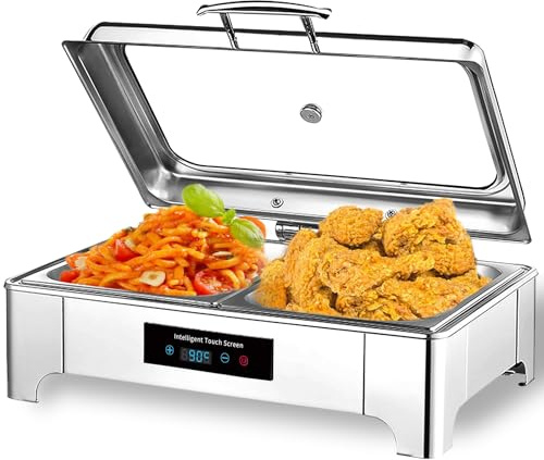 IELSH 9L Chafing Dish Elektrisch, Speisenwärmer Elektrisch Gastro, Kommerziell Wärmebehälter für Essen mit Touchscreen-Temperaturregelung, Erstklassige Wahl für Buffets und Partys (GN1/2)