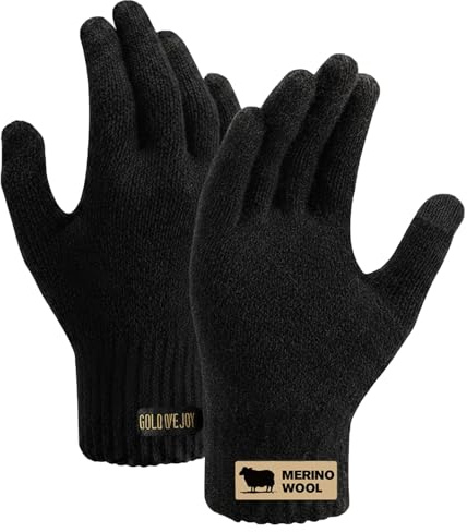 Lykofudi Thermo Winterhandschuhe aus Wolle - Touchscreen-taugliche warme Strickhandschuhe Wollhandschuhe Thermohandschuhe Outdoor Winter Geschenke für Damen & Herren