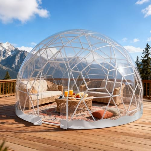 Yang Xin.Style 2.9m x 1.8m Gewächshaus Gartenkuppel Igloo, TPU Gewächshaus Garten Igloo mit Fenster, Wasserdichtes Klares Dome Zelt für Hinterhof, Party, Weihnachten, Hochzeiten