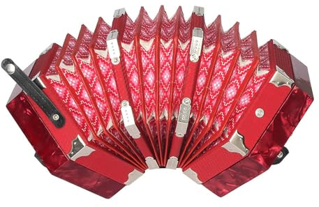 Tissting Concertina, 20 Keys Akkordeon für Erwachsene, 20 Button 40 Reeds Anglo -Stil mit Tragetasche, anglostil GC getestetes Akkordeon mit Lederband und Tragetasche rot