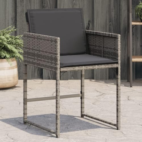 Ziaphsol 4er Set Gartenstühle Grau Poly Rattan, Klappbare Rückenlehne, UV-beständig, Bequeme Terrassenstühle für Balkon und Garten