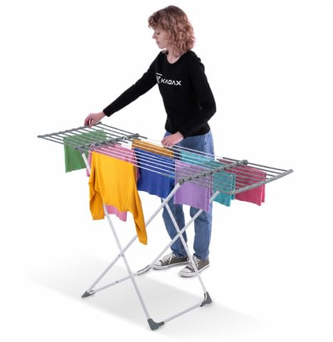 KADAX Ausziehbarer Wäscheständer mit 17m Trockenfläche, Flexible Breite von 85–155 cm, Großer Wäschetrockner für Innen & Außen, Trockenständer für Wäsche