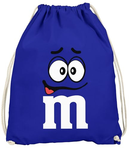 MoonWorks® Turnbeutel - M mit Gesicht - Accessoires Fasching Karneval Gadgets Spruch lustig Faschingsartikel Tasche Gymbag Blau unisize