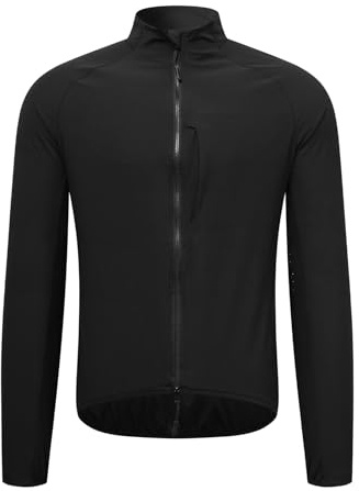 Domary Winddichte Radjacke mit Doppelreißverschluss, Reflektierende Windjacke, Leichte und Atmungsaktive Nylonjacke für Laufen, Pendeln und Outdoor-Sportarten (BE207-B Schwarzer Mantel M)