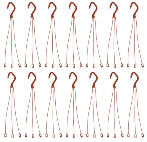 MALUGOGO 24pcs Plastic Plant Pot Hooks for Flower Stands and Pots, Sturdy Coffee- Plastic Planter Hangers with Large Capacity and Installation Tools, for Living Room and Home Decor