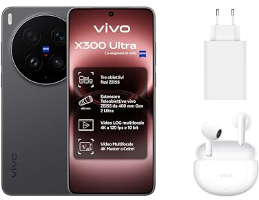 vivo X300 Ultra Smartphone 5G 16+1024GB Fotocamera ZEISS 200MP | Volcano Black, Snapdragon 8 Elite Gen5, Display AMOLED 2K 144Hz, Batteria 6600mAh, Ricarica 100W, IP68/IP69