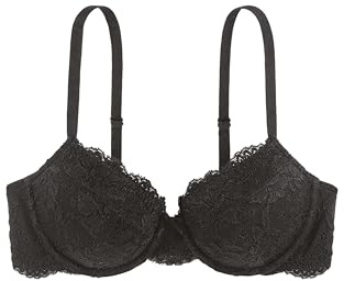 Dorina Spitze Lace BH, 3/4-Schale Demi Damen Comfort leicht gepolsterter Bügel-BH, Lianne D17163A, Weiß Schwarz
