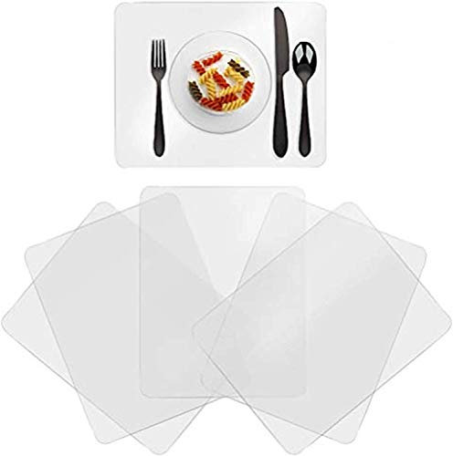 Greengoal Lot de 6 sets de table transparents lavables en plastique transparent Translucide Résistant à la chaleur Antidérapant
