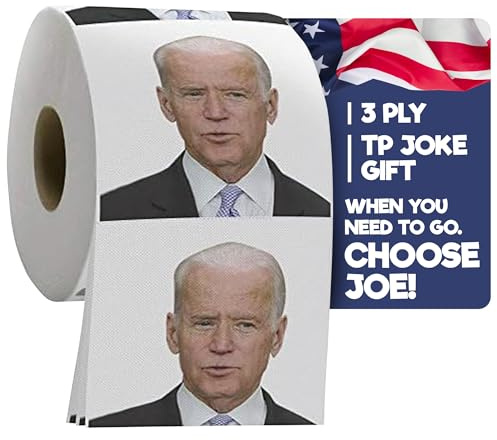 Joe Biden Toilettenpapierrolle – Lustiges politisches Geschenk – 3-lagiges Badezimmertuch, 200 Blatt in jeder Rolle – lauter Witz mit Bild auf jedem Blatt gedruckt | lustige weiße Elefanten-Idee