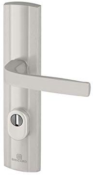 Bricard 9910171 Ensemble de Poignées Blindées sur Plaque EXPRESSION Béquille + Béquille pour Porte d’entrée (pour Cylindre Européen), coloris Argent