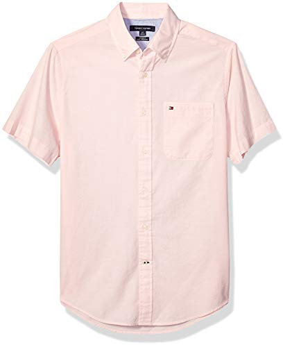 Tommy Hilfiger Chemise à manches courtes pour homme Coupe personnalisée - Rose - Taille S