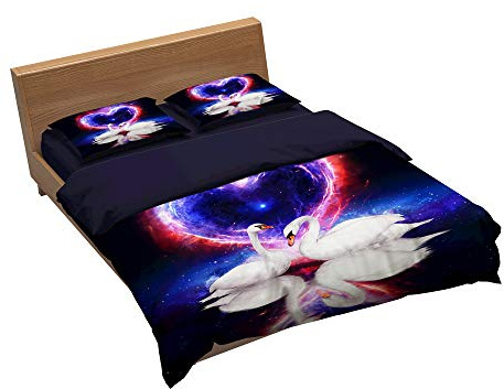 Bettwäscheset Flamingo, Pfau Und Eule 1 Bettbezug + 2 Kissenbezüge 80X80cm Material 100% Mikrofaser (Vogel 01,Doppelt(160x220cm+2/80x80cm))