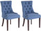 CLP 2er Set Esszimmerstuhl Aberdeen Mit Hochwertiger Polsterung Und Stoffbezug I 2X Polsterstuhl Mit Kautschukholz Gestell I Sitzhöhe Von 50 cm, Farbe:blau, Gestell Farbe:antik