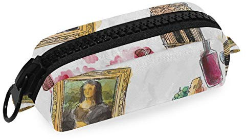 FANTAZIO Bleistift-Organizer Mona Lisa Triumphbogen Deluxe Canvas Kosmetiktasche Bleistift-Box für Stifte oder Make-up-Pinsel