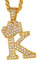 Suplight Gold Tennis Necklace with Letter Pendant K, Alphabet Monogram Name Necklace, Hip Hop Jewelry for Men Women, Crown Chain Pendant/Bling Initial Charm Letter for Necklace