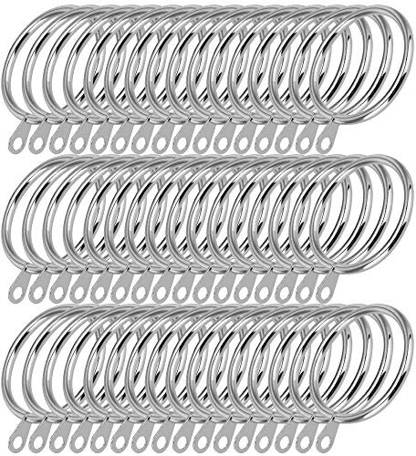 iCatchy Silver Curtain Rings Metal Curtain Hanging Rings For Pole Rod Voile Net (60 Pack)
