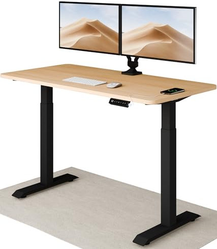 Desktronic Homeone Höhenverstellbarer Schreibtisch 140 × 70 cm – Elektrischer Schreibtisch Mit Zwei Elektrischen Motoren, Touchscreen-Steuerung Und Integrierten USB-a- Und USB-c-ladeanschlüssen