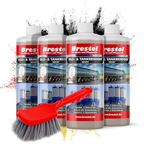 BRESTOL® Silo- & Tankreiniger sauer 4 Liter Konzentrat + Handbürste RALLY - Beize Edelstahlbeize Aluminiumbeize Fassadenreiniger Steinreiniger Aluminium Aktivator