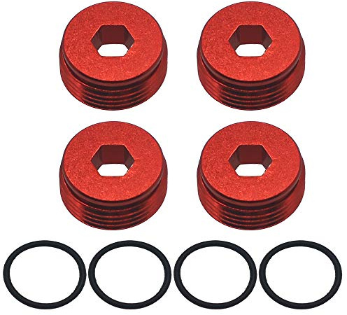 RCAWD ARRMA Mutter Vorderradnabe Aluminium mit O-Ringen für 1/7 Arrma 6s Notorious Kraton Outcast Typhon Talion Infraction Limitless Felony 4 Stück (Rot)