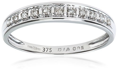 Elegano 9ct White Gold Ring – Diamond Pave Set Size M Women’s Ring