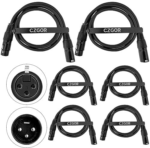 Czgor Cables DMX de 1.2 metros 6 paquete, 3 Pines XLR Macho a Hembra Cable DMX para Señales de Iluminación para Conectar Cables Ópticos