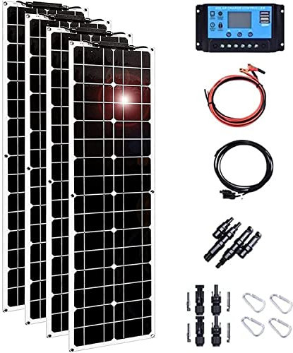 BAISHIFA Panel Solar Flexible Monocristalino 400W 800W 12V-24V, 19.6-23% de Eficiencia, Negro, Ligero y Flexible, Duradero y Fácil de Instalar