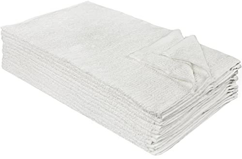 Nouvelle Legende Ribbed Cotton Bar Mop Towels, 16 x 19 Inches, White, Pack of 12