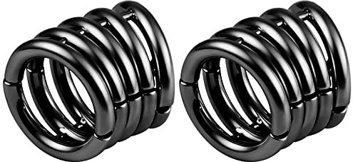 Vankula Ohr Gewichte Flesh Tunnel Weights Hangers 5 Ringe Ohr Lobe Cuff Edelstahl für männer damen Ohrpiercing Gestreckte Schmuck 12mm Schwarz