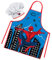 Sorrisini Kinderschürze Kochmütze für Kinder Spider, Kochmütze Kinder, Kinderschürze Jungen, Verstellbare Kinderschürzen zum Backen, Malen, 3-8 Jahre