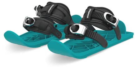 Snowfeet Mini Kids | Shoe Size < 6 US | Mini Ski Skates for Snow | Skis for Winter Shoes | Short Snowskates Snowblades Skiboards | The Real Original (Turquoise)
