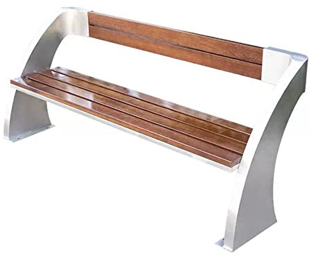 Gartenbank Parkbank im Freien, modische kreative Massivholzbank aus Edelstahl, for die Lounge in der Halle des Marktplatzes (Size : 58X78x120CM)