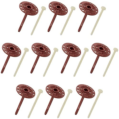 AERZETIX - C65192 - Lot de 10 Chevilles d'isolation 8x100 mm + 10 Clous à Frapper Ø5x100 mm - en Nylon - Brique matériaux Creux Plein maçonnerie Panneaux polystyrène Laine minérale travaux