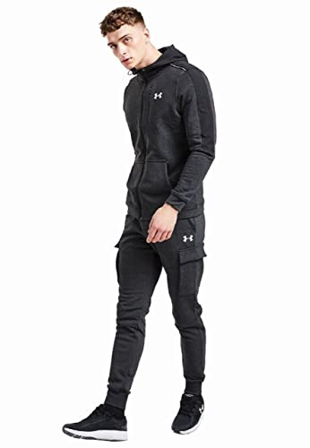Under Armour Tuta casual da uomo in pile a due pezzi con cerniera intera, top con cappuccio e pantaloni da jogging per palestra, sport, morbida e calda